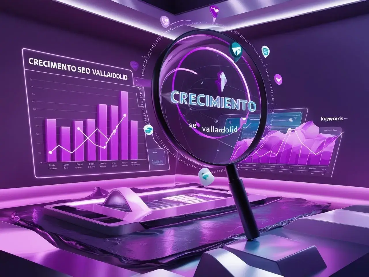 Gráfica de crecimiento orgánico y posicionamiento SEO local en Valladolid